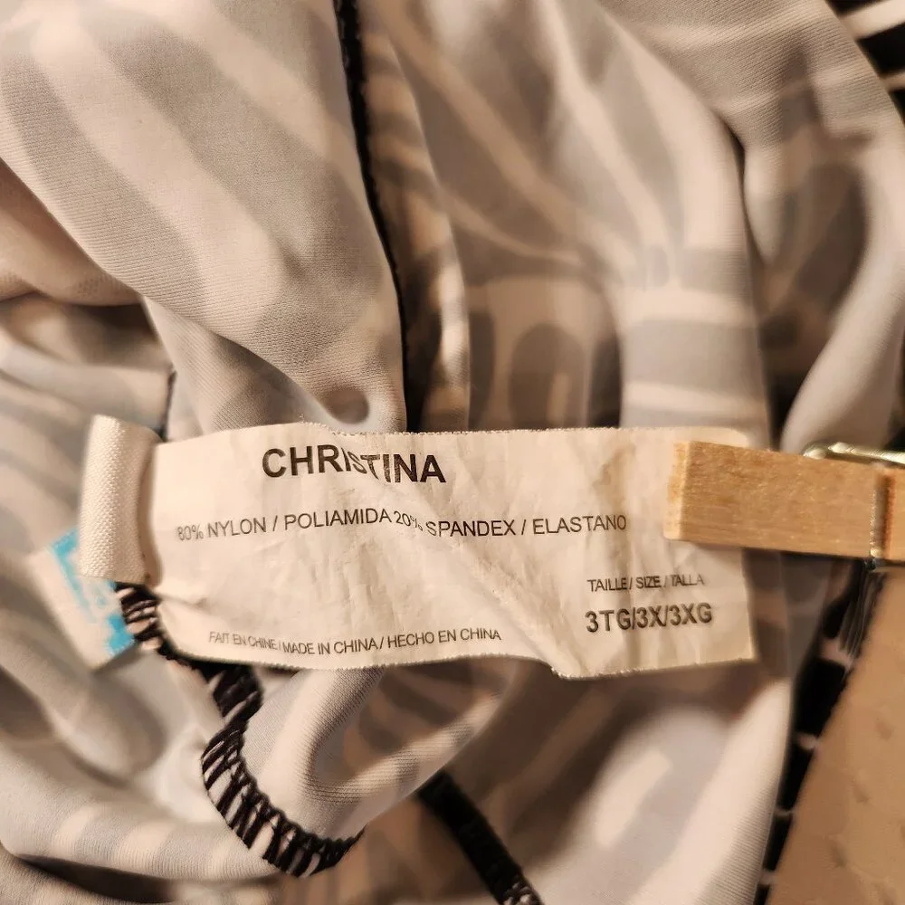 Christina Tankini Top Black & White‎ 3X